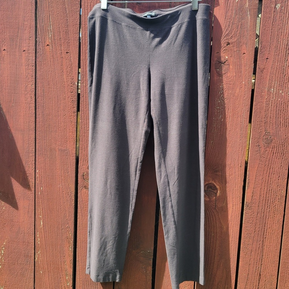 Eileen Fisher Charcoal Gray Washable Stretch Crepe Straight Leg Ankle Pants Sz S